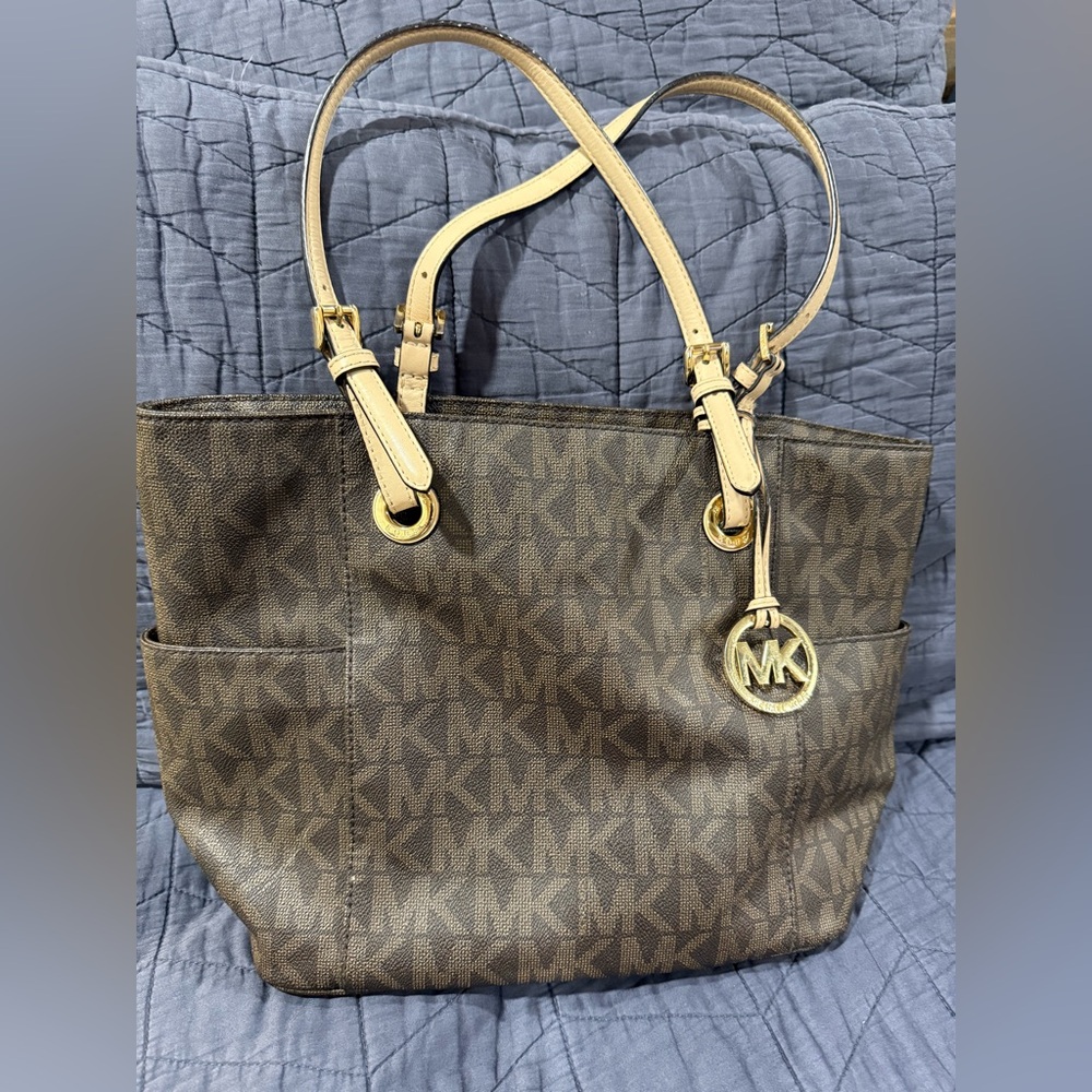 Michael Kors Signature Brown and Tan Signature Tote